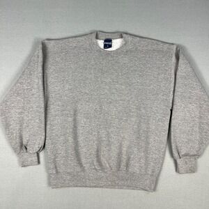 VTG H.I.S. Crew Neck‎ Sweatshirt Fits Medium Gray Blank Cotton Blend 1990s USA